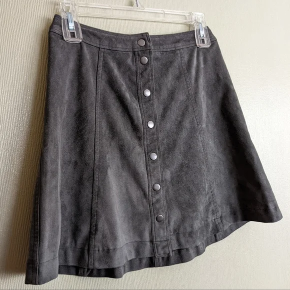 Abercrombie & Fitch Miniskirt Green Meadows Faux Suede Fit & Flare Snap … - Picture 5 of 15